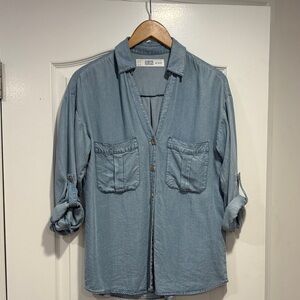 Zara Denim Tencel Shirt in Soft Blue